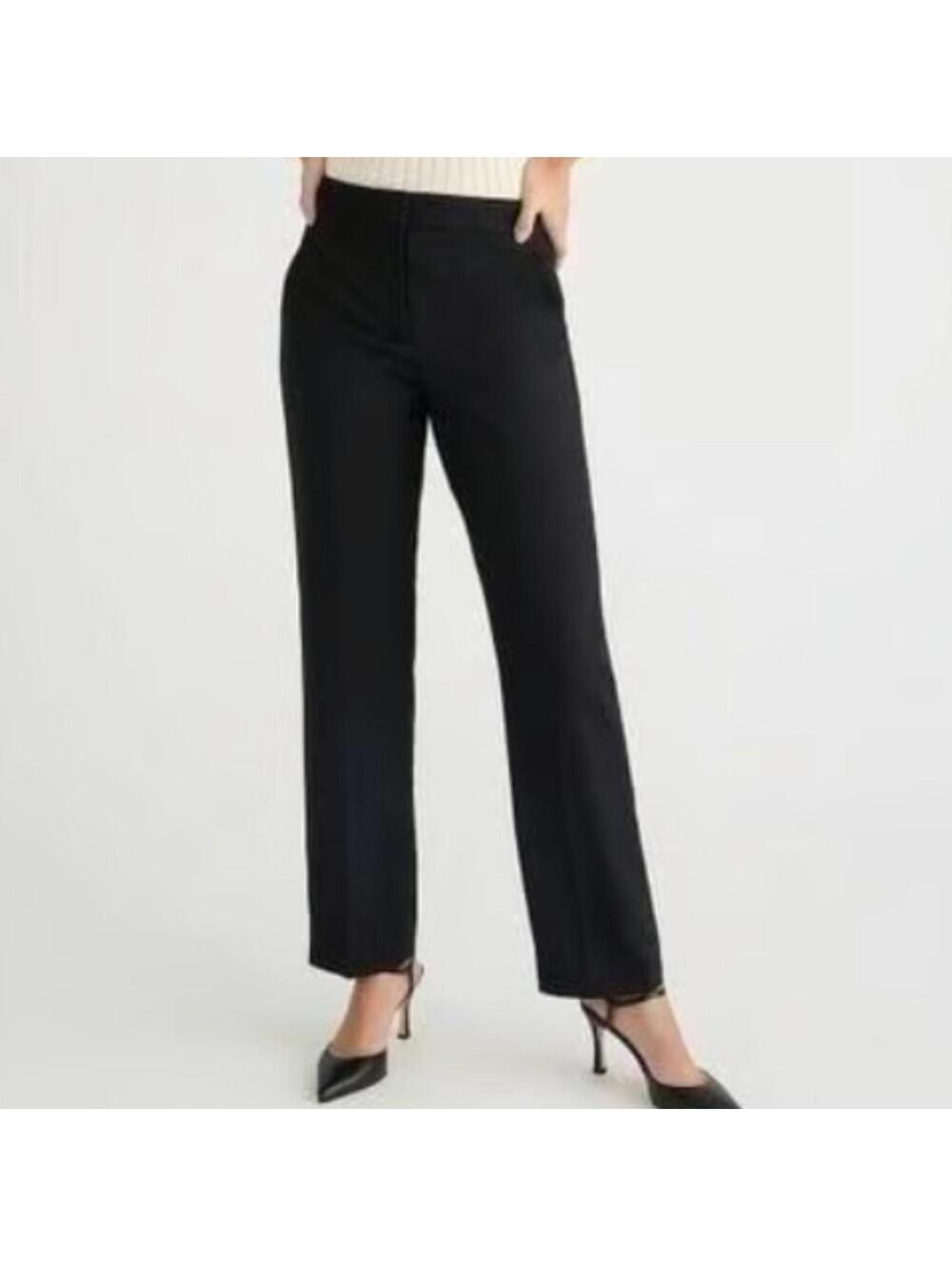 J. Crew Kate Black Straight Leg Pant in Stretch Linen Blend Size 18